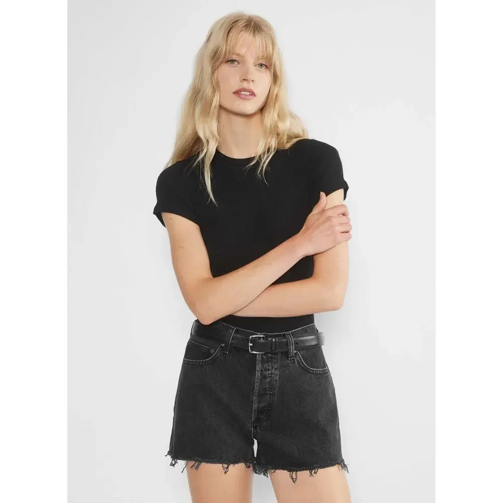 Aritzia Denim Forum Ex Boyfriend Denim Shorts Black 28
